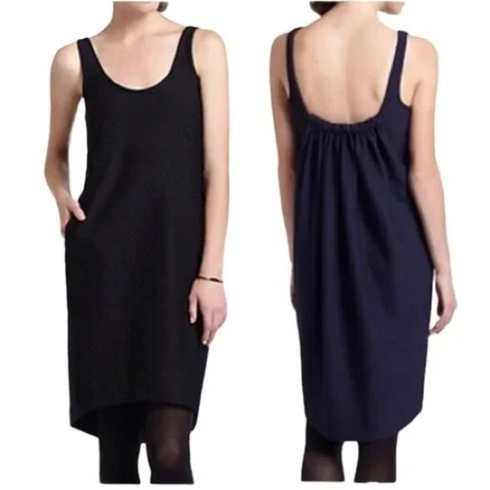 Anthropologie Maeve Navy/Black Colorblock Sleeveless Pleated Dress